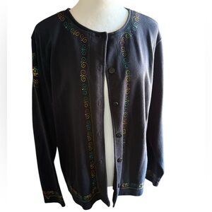 Bechamel Embroidered Black Cardigan Sweater/Jacket